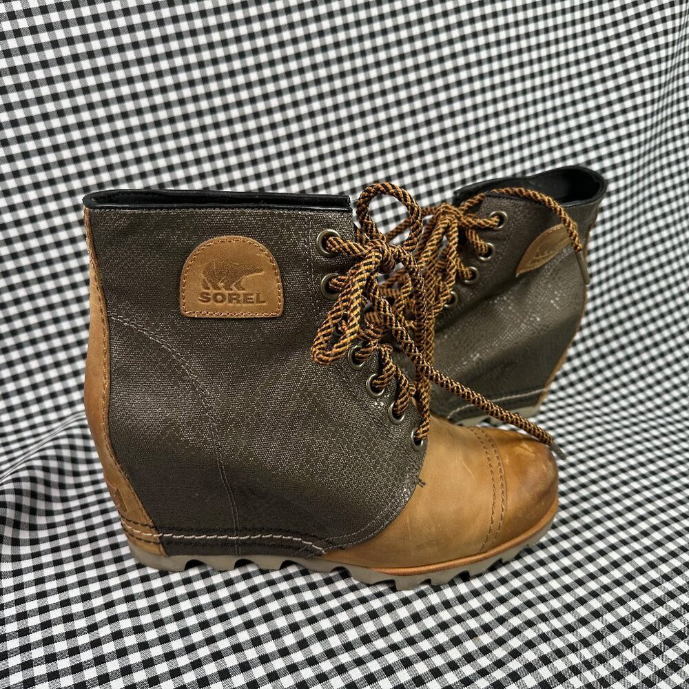 Sorel 1964 Canvas Leather Waterproof Snow Wedge Bootie Size 9 Apres Ski Winter